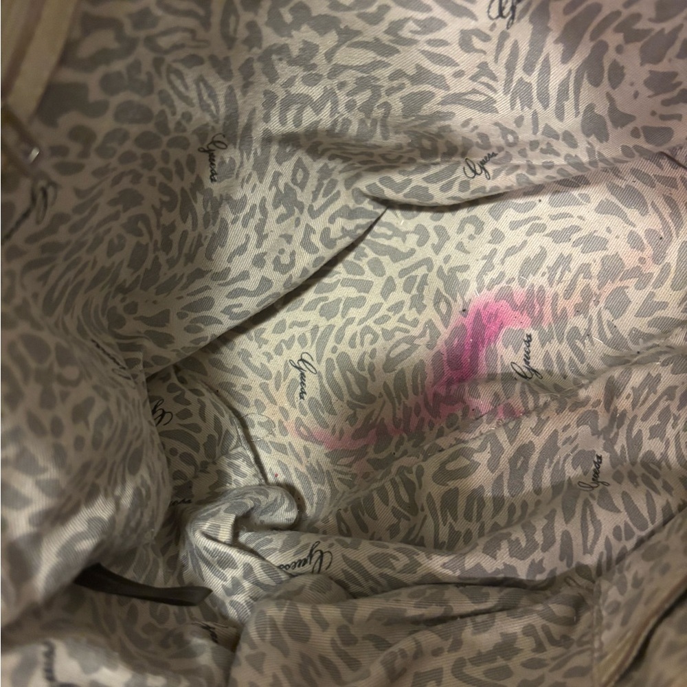 Brown Guess Patterned Handbag - image 5